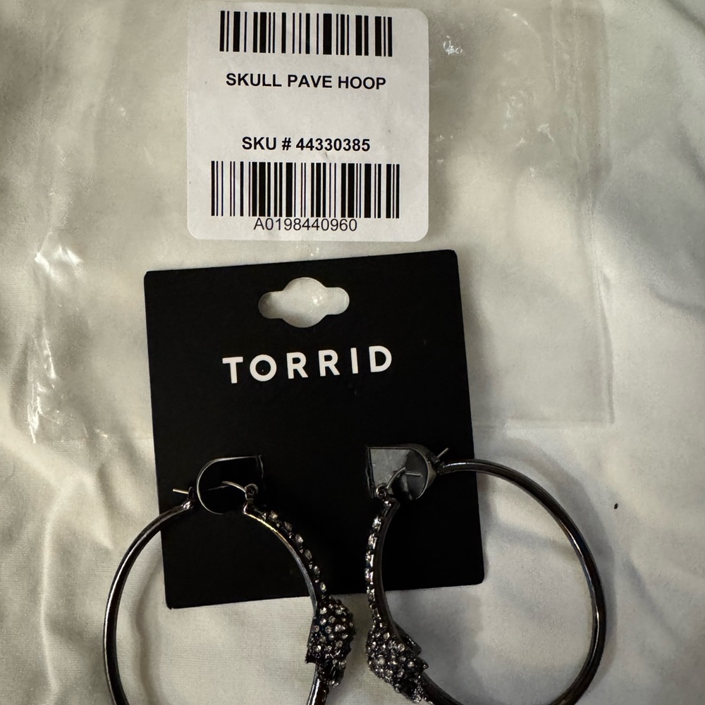 Torrid Black Skull Hoop Earrings